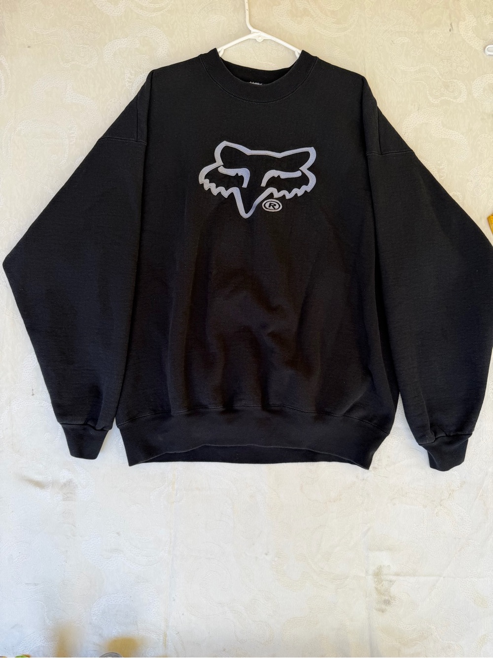 Fruit of the Loom Black Crewneck Sweatshirt with Fox racing Logo